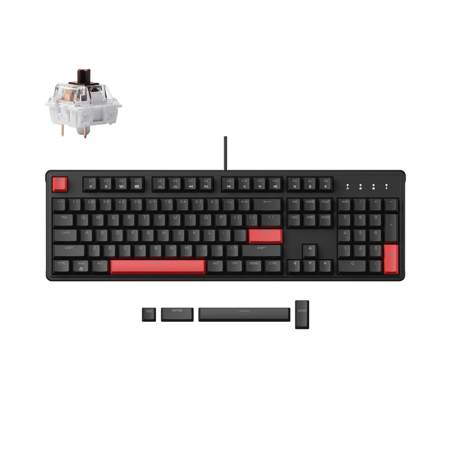 Lemokey X3 QMK/VIA Wired Mechanical Keyboard 100 Percent Layout Keychron Mechanical Brown Switch