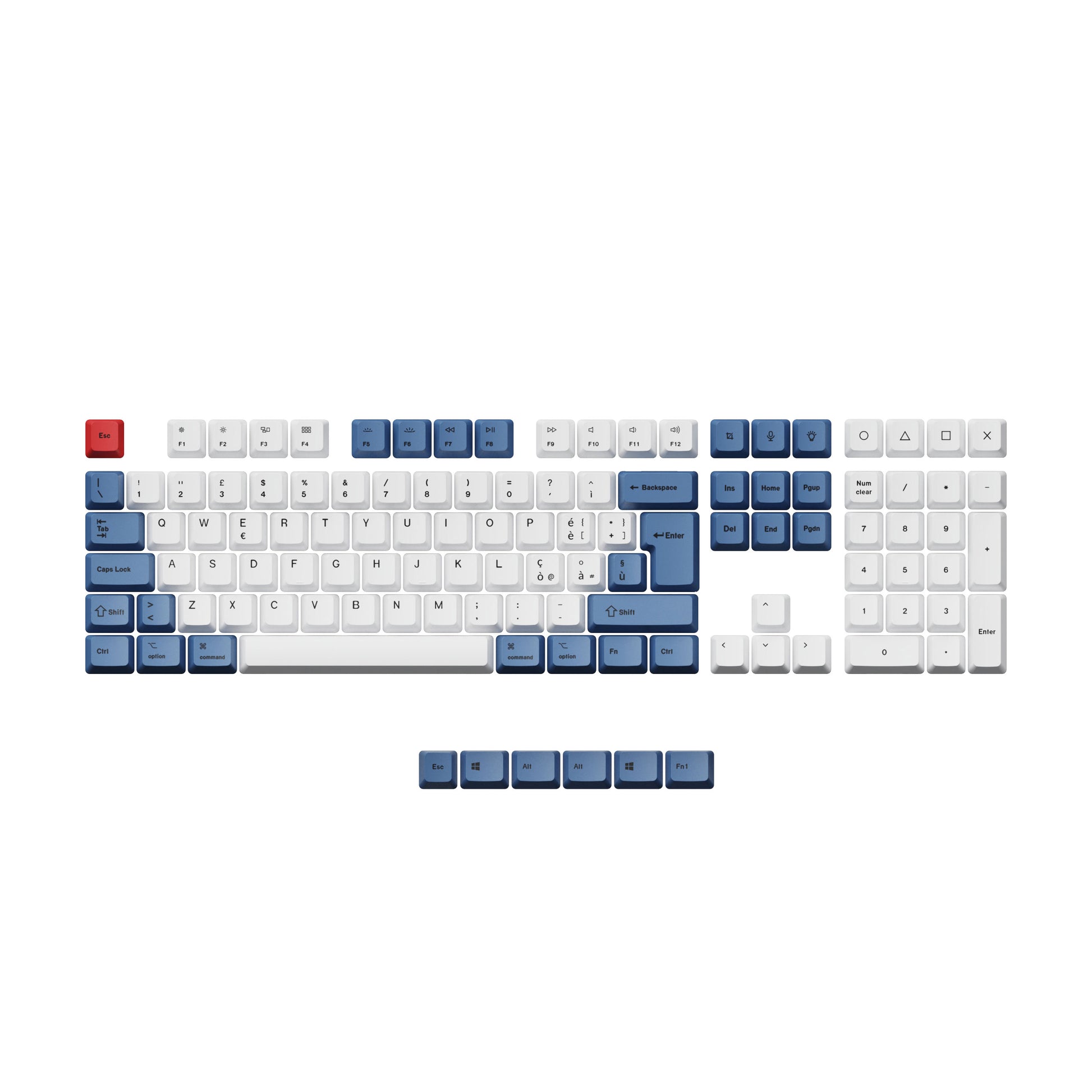 ISO ANSI Layout OEM Dye Sub PBT Keycap Set Blue Color For L3 Keyboard Italian