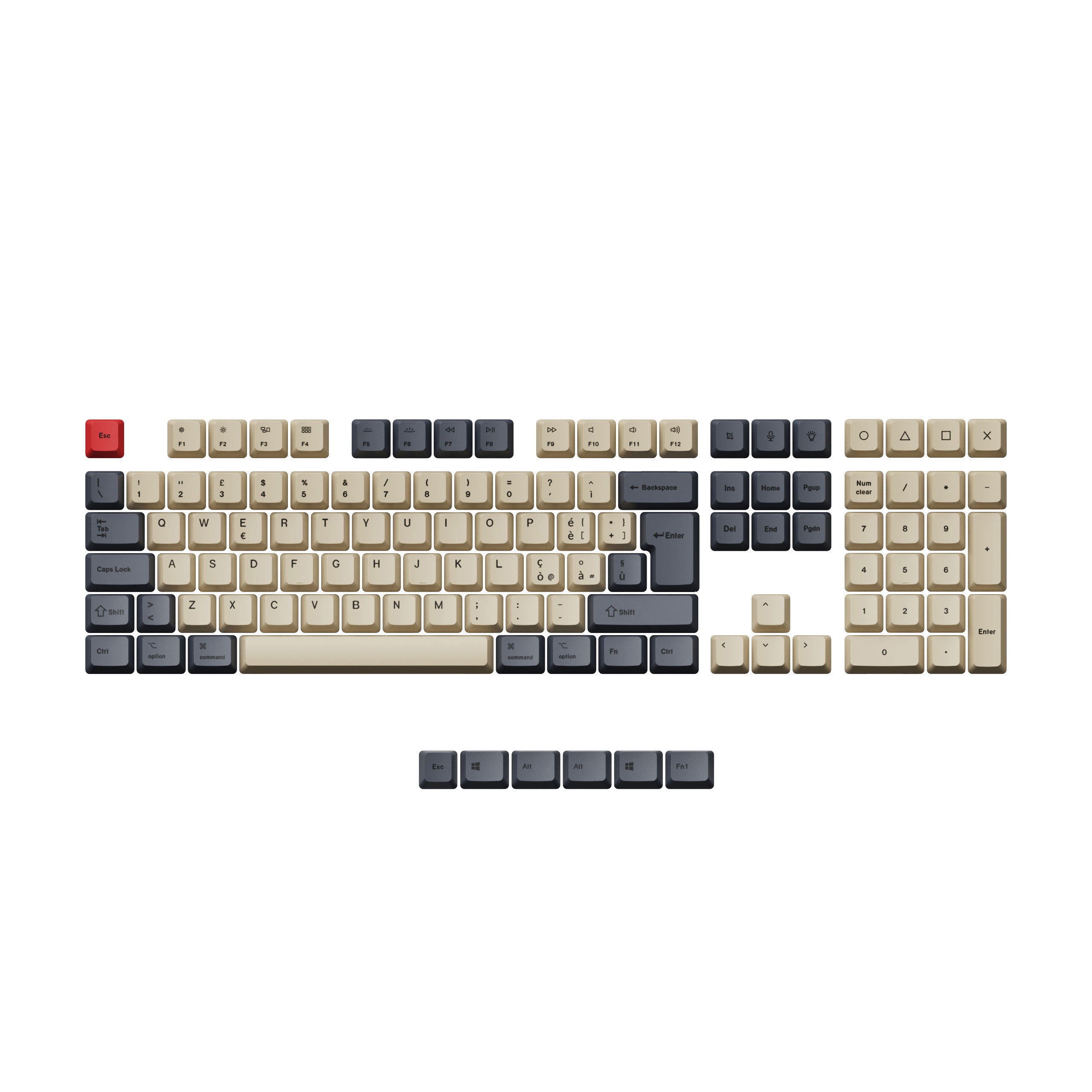 ISO ANSI Layout OEM Dye Sub PBT Keycap Set Carbon Color For L3 Keyboard Italian