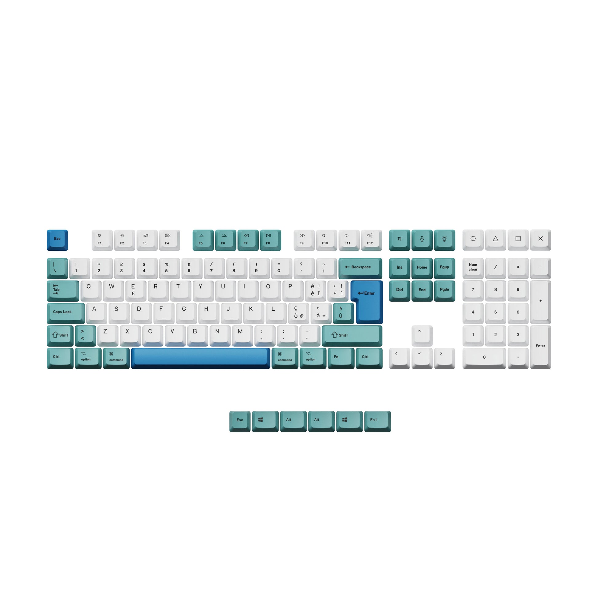 ISO ANSI OEM Dye Sub PBT Keycap Set Iceberg Color For L3 Keyboard Italian