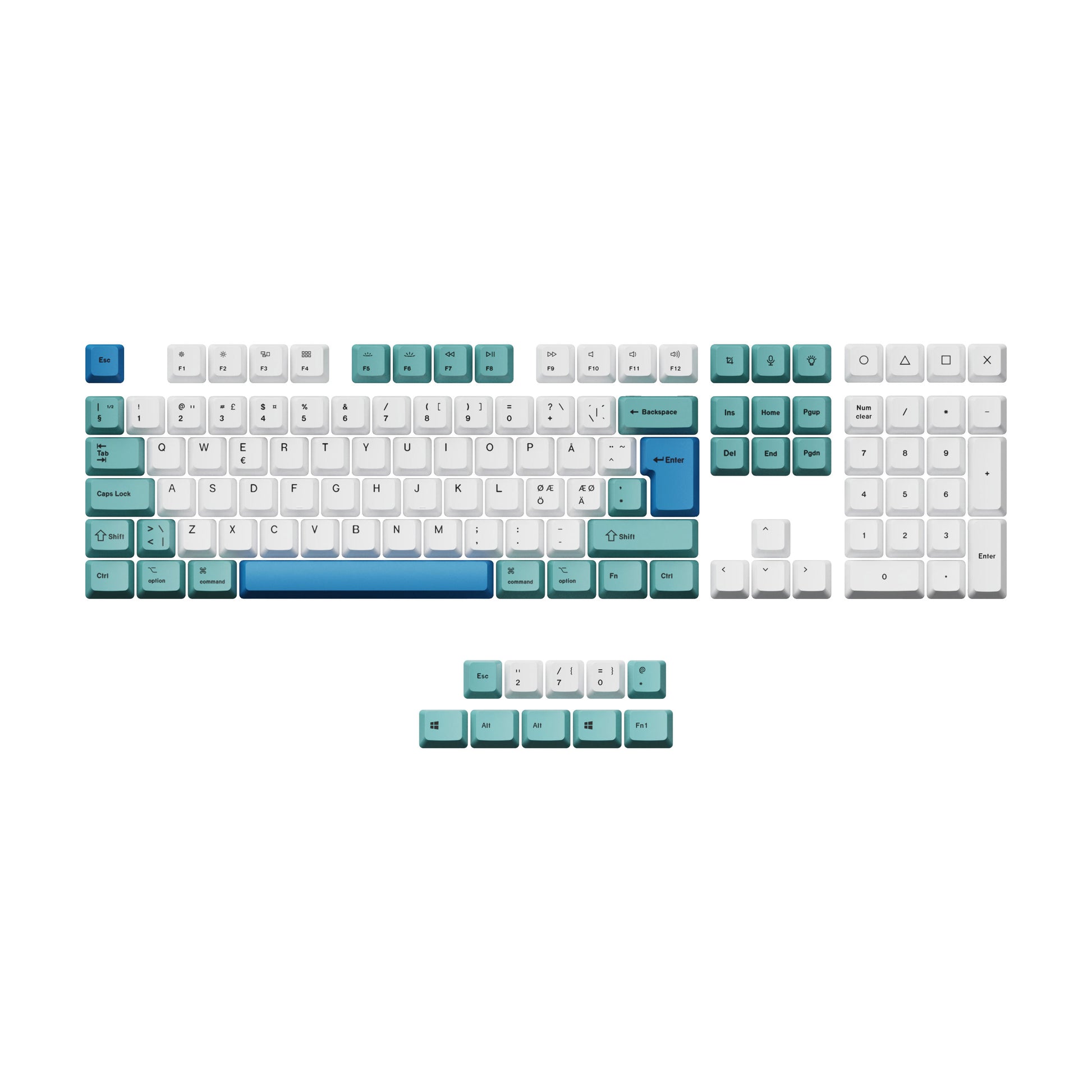 ISO ANSI OEM Dye Sub PBT Keycap Set Iceberg Color For L3 Keyboard Nordic
