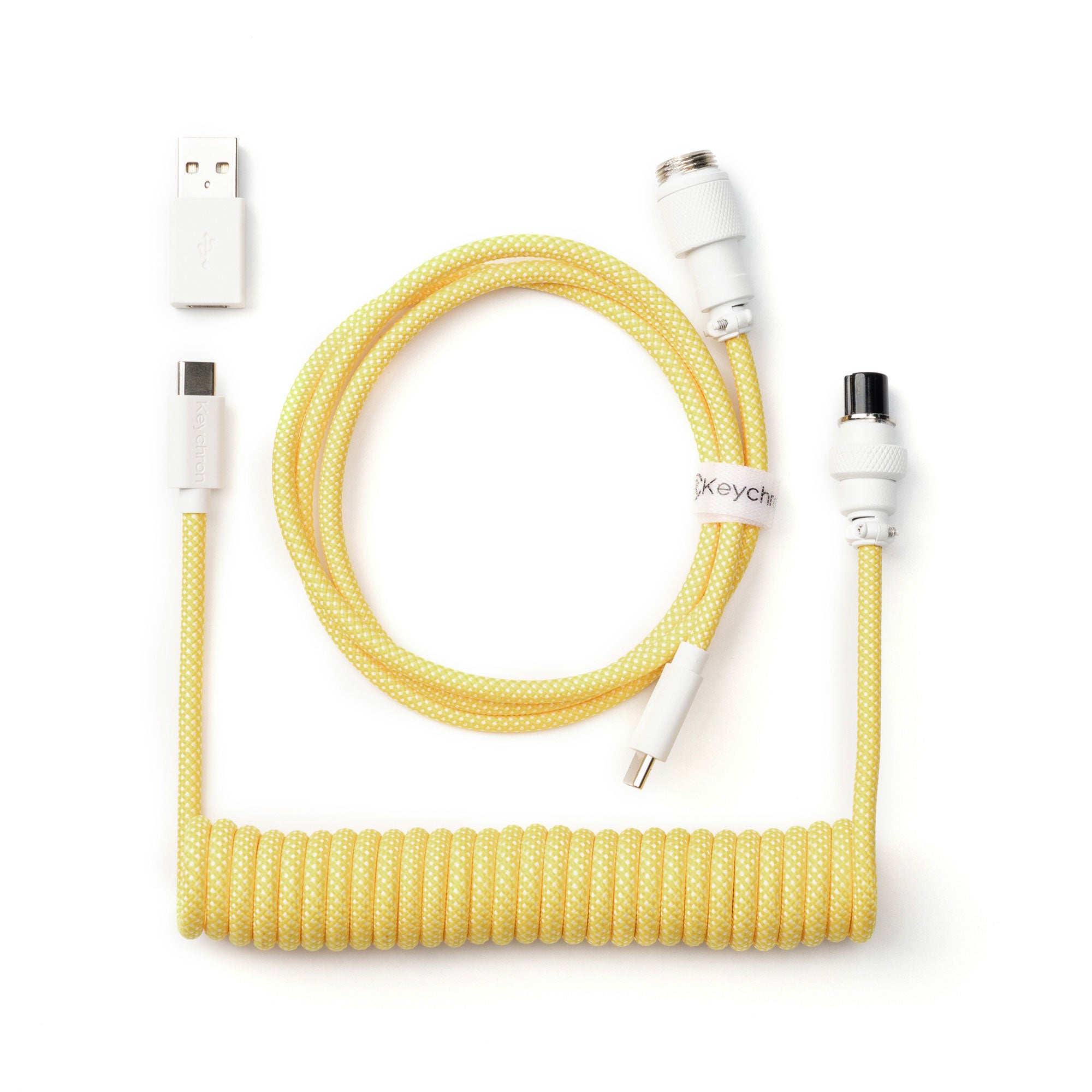 Keychron custom coiled aviator USB type-C cable for keyboards yellow color