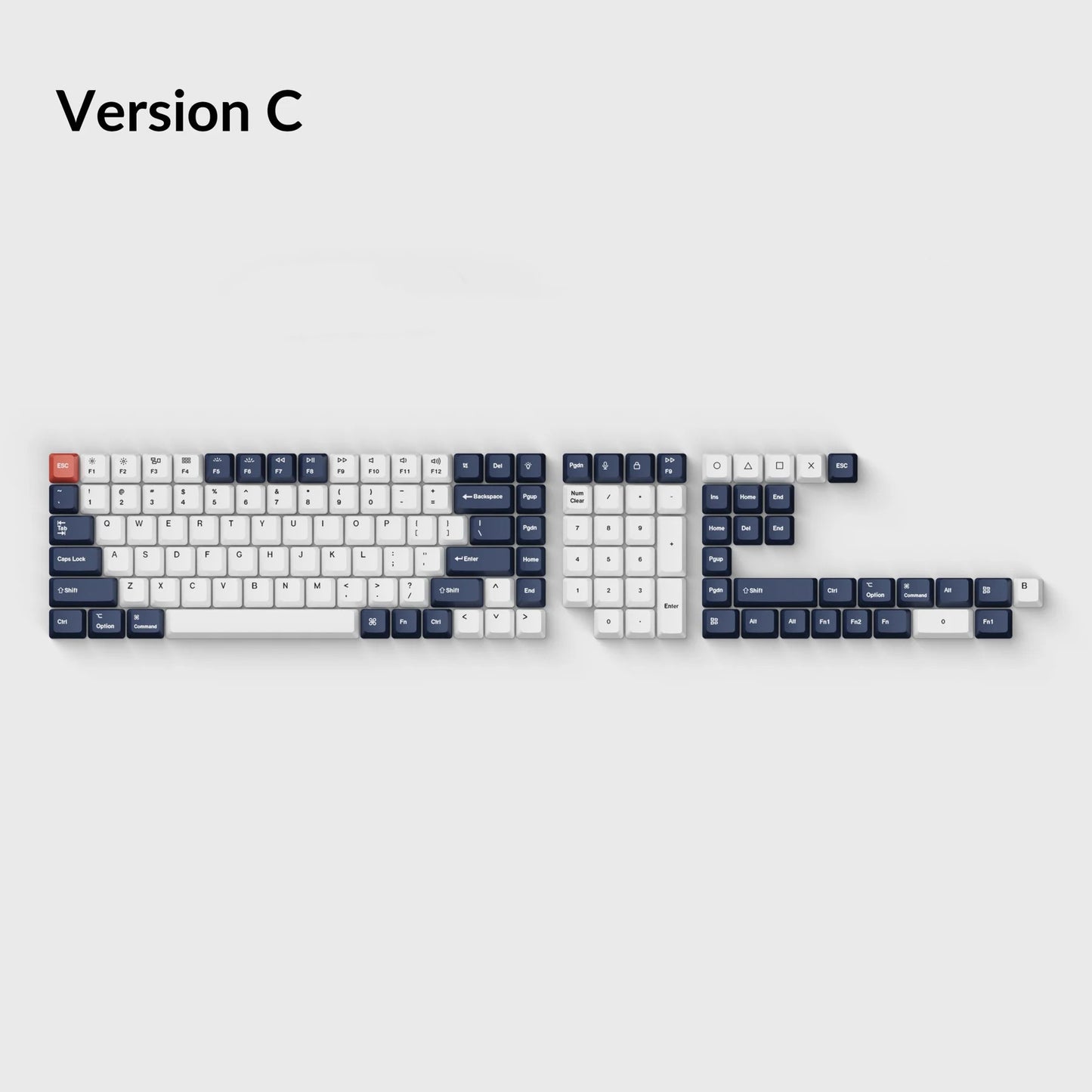 OEM Dye-Sub PBT Keycap Set - Bluish Black White