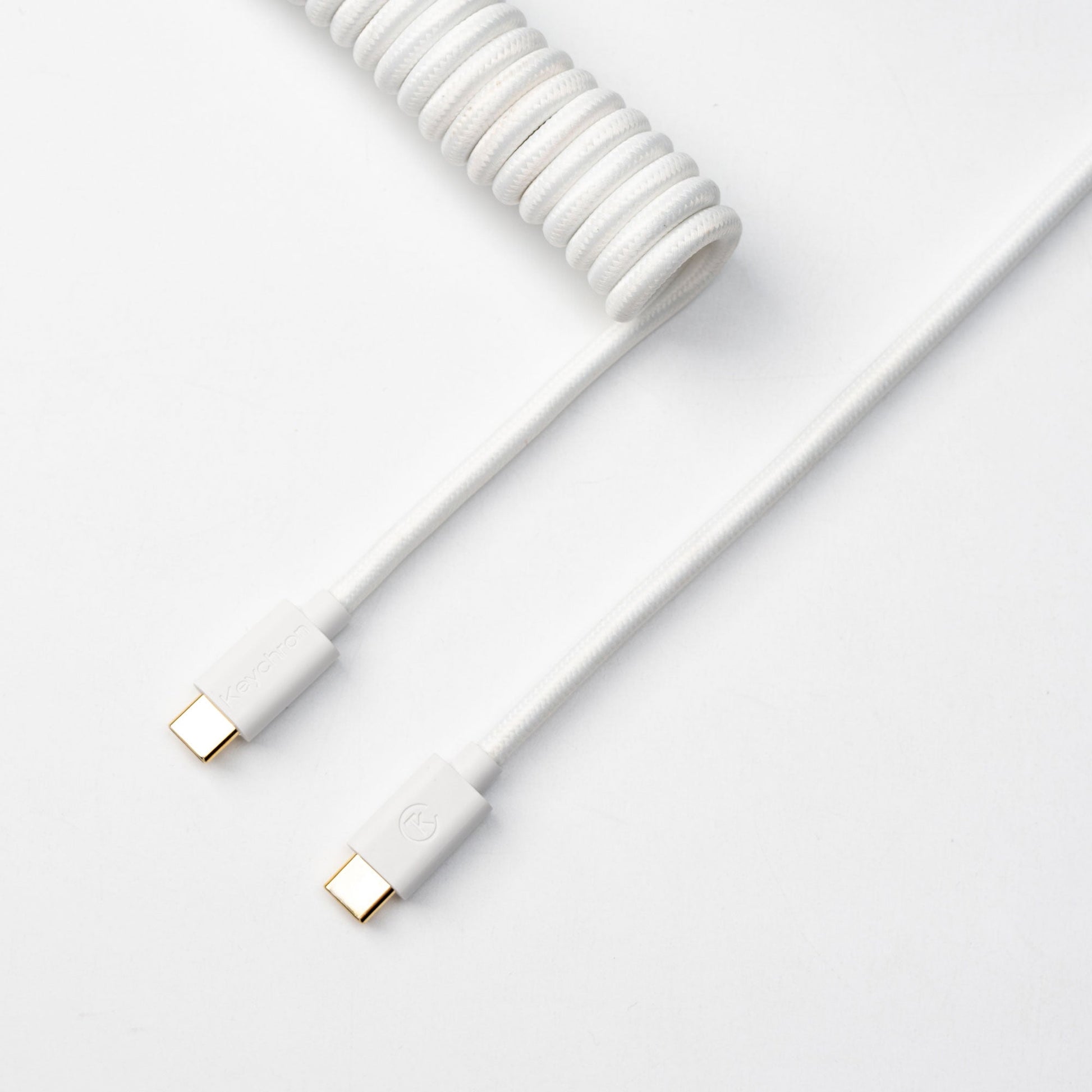 Keychron custom coiled aviator USB type-C cable white color