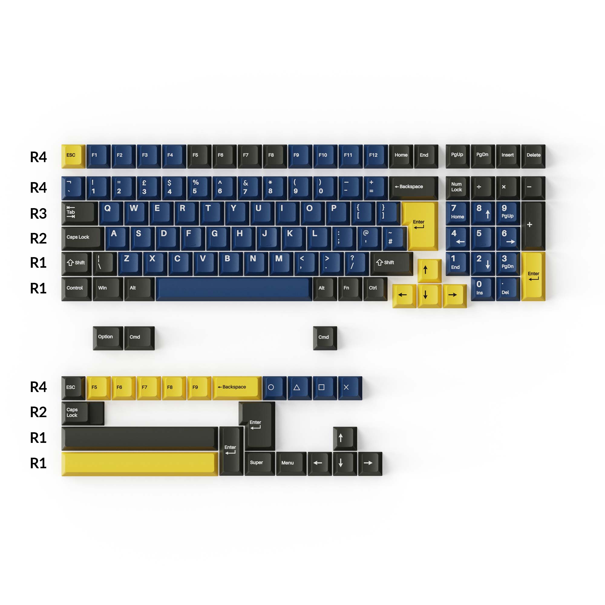 Keychron double shot PBT Cherry profile full set keycap set royal for UK ISO 96% and 75% and 65% layouts