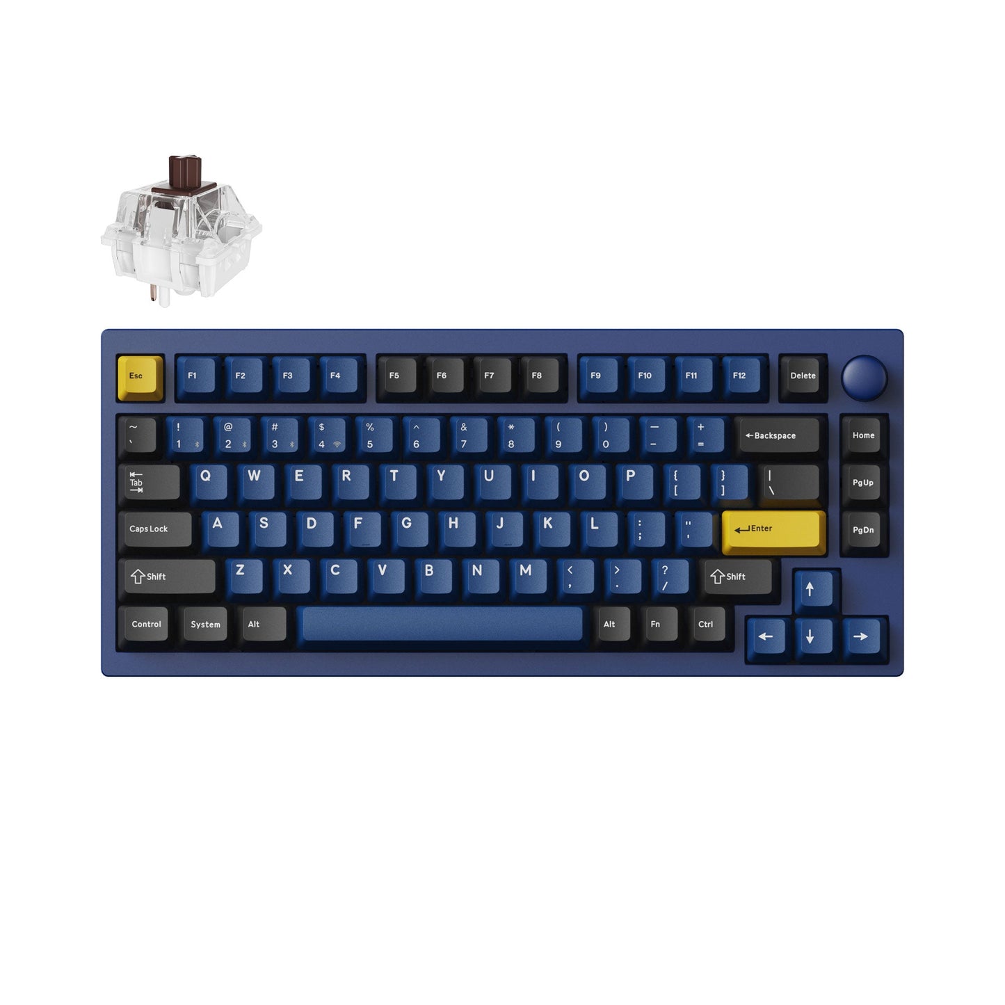 Lemokey P1 Pro QMK/VIA Wireless Custom Gaming Keyboard 75 percent Layout Aluminum Navy Blue Fully Assembled for Windows Mac Linux Keychron Super Brown